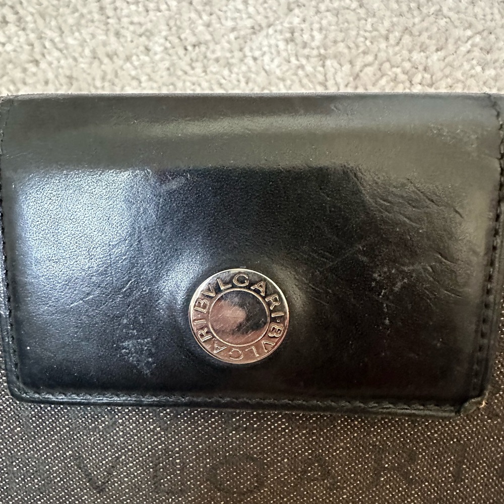 Bvlgari Bulgari logo authentic vintage long logomania in gray denim wallet - Picture 4 of 15